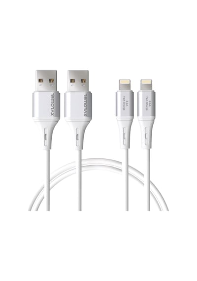 2adet X 2metre Usb A-lightning Kablo Seti, 3.1a Hızlı Şarj, Beyaz/gümüş Metal, Wahoo 2ad X 2me Standart