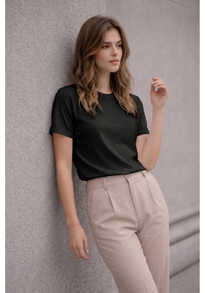 Bürke 2'li Erkek/Unisex Siyah-Lacivert Renk %100 Pamuk Bisiklet Yaka Basic Tişört