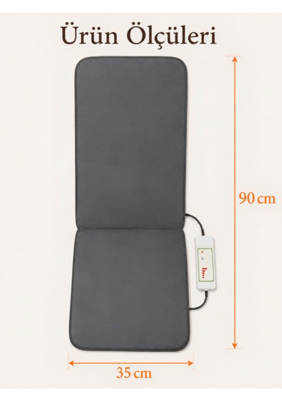 Beylini Omak 220v Elektrikli Sırt Destekli Minder Isıtıcı Termostatlı Kumandalı Ofis Büro Bahçe Ev Koltuk Sandalye El Ayak Sırt Isıtma Minderi 5 Kademeli 35x90 Cm 1