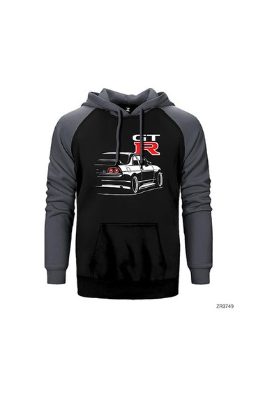 Nissan Skyline Gt-r R33 Gri Renk Reglan Kol Sweatshirt / Hoodie