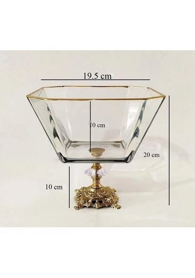 Atabey Home Metal Döküm Ayaklı Gold Detaylı Salata Kasesi Lav Krn299