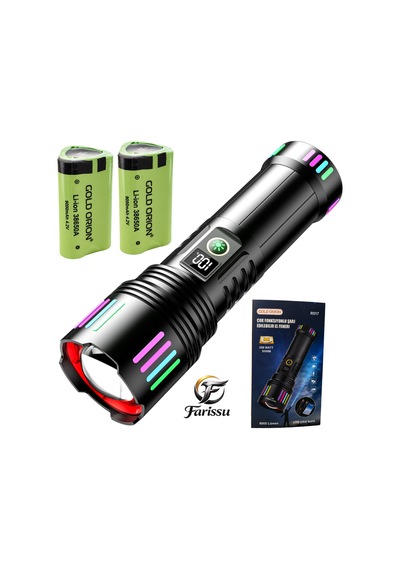 R517 200w Beyaz Lazer El Feneri + Yedek 9000mah Batarya Hediye - 6000 Lümen Siyah