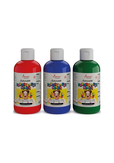 Kırmızı-mavi-yeşil Parmak Boyası 3'lü Set 3x250gr Yıkanabilir, Toksik İçermez, Çocuk Okul Kreş İçin