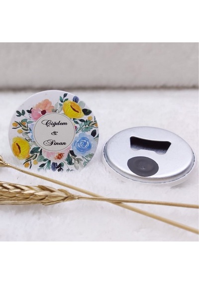 Rengarenk Söz Hediyeliği Buton Açacak Magnet  Sarı Çiçek(30 Adet)