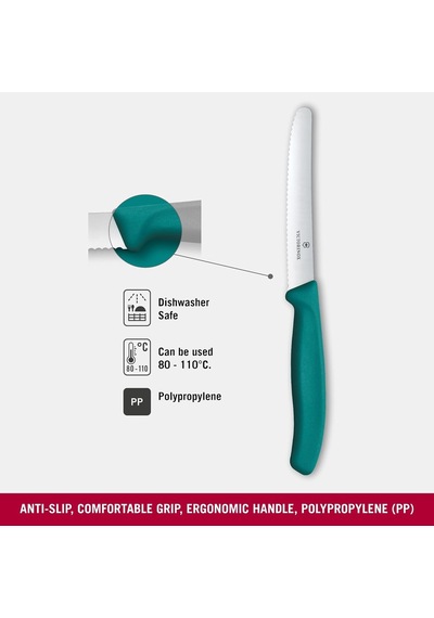 Victorinox 6.7834.c1 Swiss Classic 11cm Tırtıklı Domates Bıçağı, Yeşil Diğer