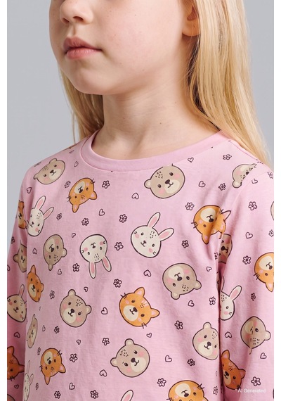 Defacto Desenli 2li Pijama Takımı Kız Bebek I3902a526auer105 Ekru-er105
