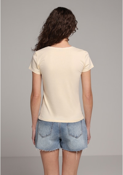 Colin's Colins Slim Fit Yuvarlak Yaka Düz Kadın Sari Kısa Kol Tişört Cl1082269 Q1.v1 Bty Sarı