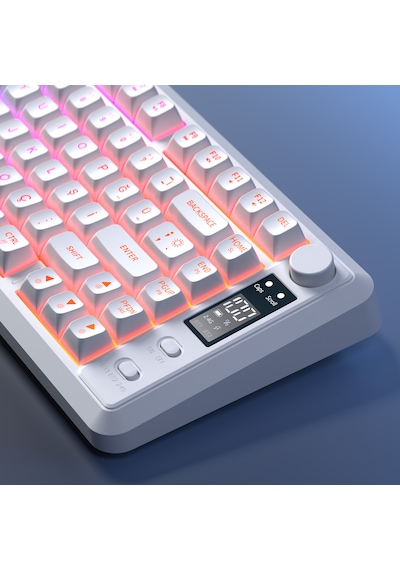 Rampage Rm-k87 Zeron Beyaz Kablosuz Rgb Oyuncu Klavyesi 2.4g + Bluetooth 75% Q Türkçe Gaming Klavye