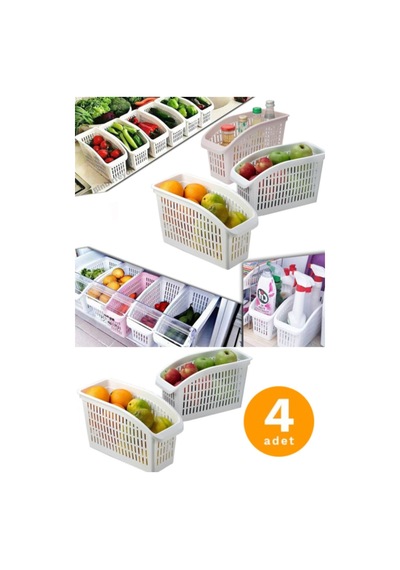 4 Adet Buzdolabı Düzenleyici, Dolap Içi Düzenleyici Organizer Beyaz