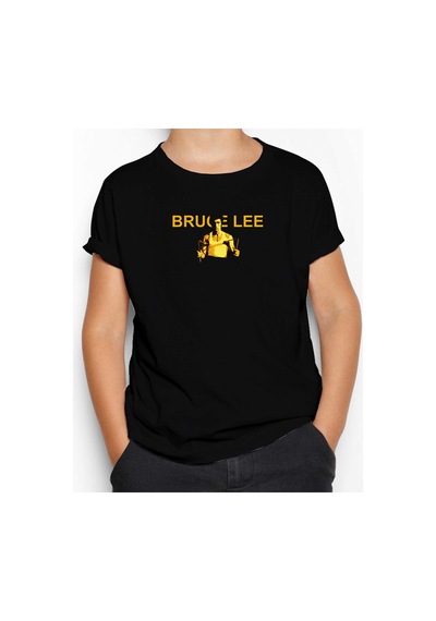 Zepplin Giyim Bruce Lee Nunchaku Siyah Çocuk Tişört Siyah