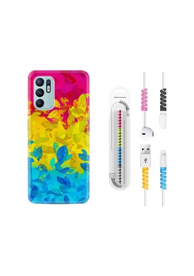 Oppo Reno6 Kılıf Kablo Koruyuculu Yapraklar 1634