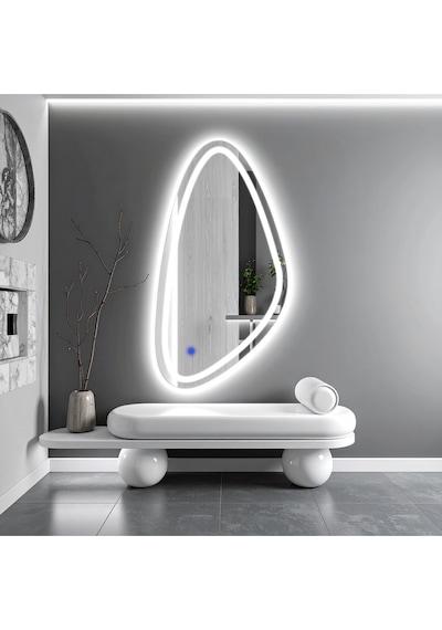 Sinela Beyaz Led'li Lazer Kumlamalı Lavabo & Banyo Aynası Dokunmatik Sensörlü 120 X 60 Cm
