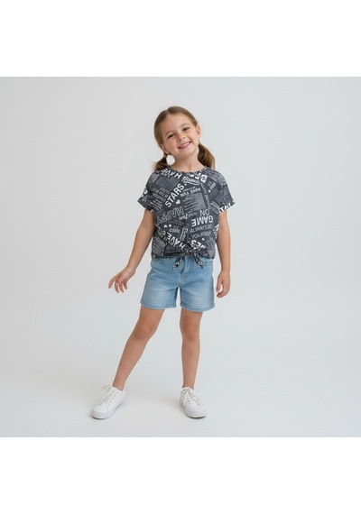Bonbon Çocuk Bağlama Detaylı Crop Tshirt Cb1021 SIYAH