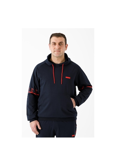 Maraton Sportswear Büyük Beden Erkek Kapşonlu Uzun Kol Basic Lacivert Sweatshirt 19615-lacivert