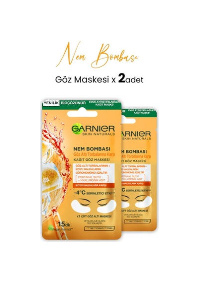 Garnier Nem Bombası Portakal Özlü Kağıt Göz Maskesi 2 x 6 G