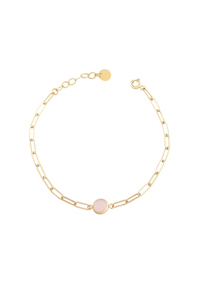 Debora Jewelry 14 Ayar Altın Pembe Kuvars Ataç Zincir Bileklik