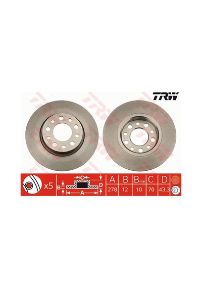 Alfa Romeo Giulietta Arka Fren Diski 1.4 Turbo 170 Hp 278Mm Trw