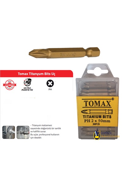 Tomax Ph 2 X 50 Mm Titanyum Bits Uç 30 Adet