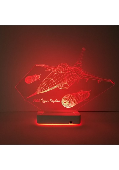 Kişiye Özel F16 Savaş Uçağı Masaüstü 3D Led Lamba