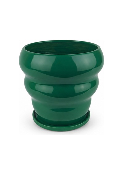 Bubble Seramik Saksı Parlak Yeşil Jade Green Tabaklı Çap:18cm Yük:16cm