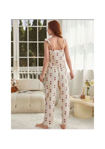 İkikareshop Kadın Ekru Kırmızı Kalp Desenli Uzun Pijama Takımı Yumuşak Pamuklu Rahat Ev Giyimi Özel Tasarım Çok Renkli İkikareshop Kadın Ekru Kırmızı Kalp Desenli Uzun Pijama Takımı Yumuşak Pamuklu Rahat Ev Giyimi Özel Tasarım Çok Renkli
