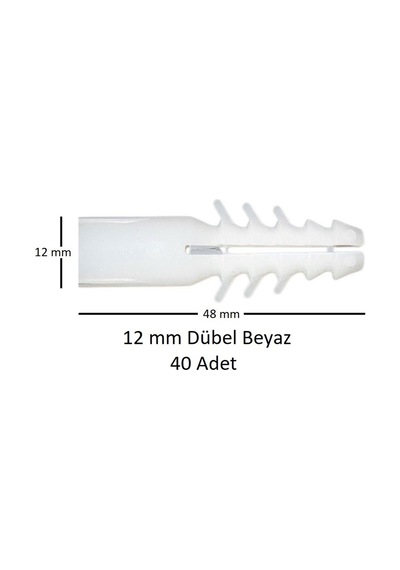 Dübel, 12 Mm Beyaz Dübel, 40 Adet