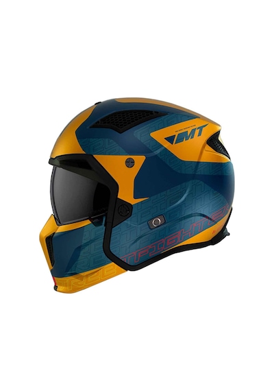Mt Streetfighter Sv Totem C3 Çene Açılır Kask Mat Mavi - Sarı