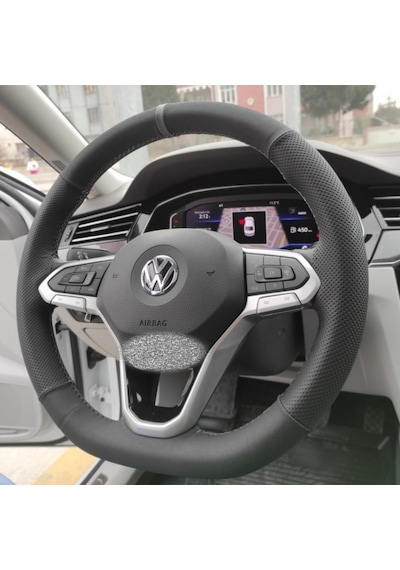 Volkswagen Caddy 2022 Direksiyon Kılıfı Nubuk Noktalı Gri Yüzükl