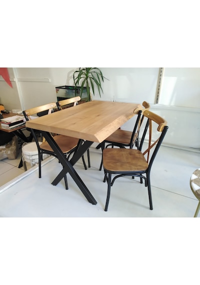 Bintaşmobilya 4 Kişilik Kütük Masa Tonet Sandalye Takımı 120X80.Cm