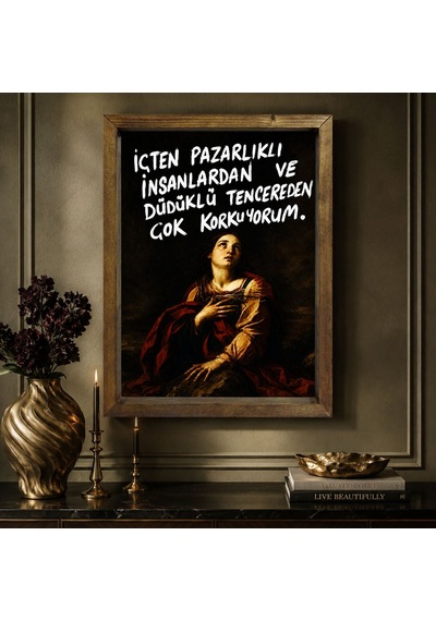 Bk Gift Vintage Klasik Sanat Esprili Sözlü Masif Ahşap Çerçeveli Dekoratif Tablo - 38