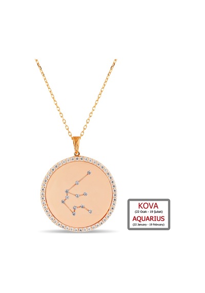 Kuyumcudukkanı Zirkontaşlı"kova Burcu"kolye-33019-aqua-r Rose Gold