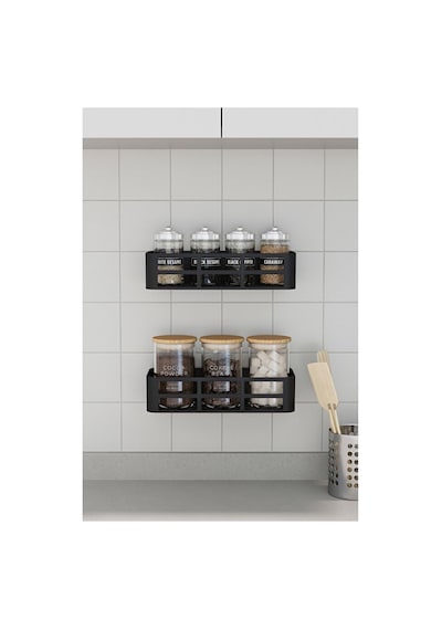 Deyhome Evo 2li Yapışkanlı Duvar Organizer Siyah Banyo Duş Rafı S