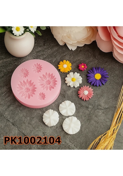 Pk1002104 - Silikon Kalıp Mum Kalıbı Çoklu Çiçekler Renksiz