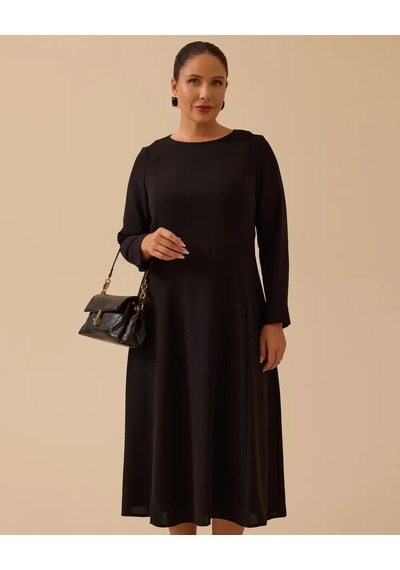Büyük Beden Basic Midi Elbise Gala-xi Siyah