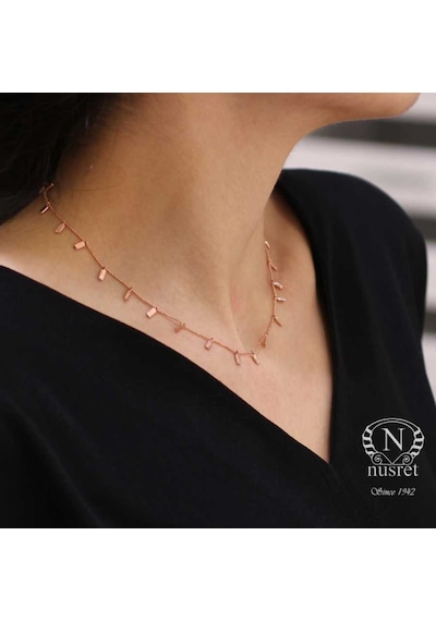 925 Ayar Gümüş Minik Bar Kolye, Pembe 531449862