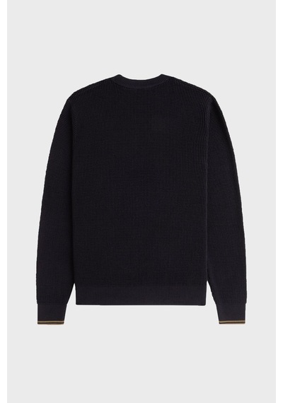 Fred Perry K6507 Waffle Stitch Jumper Erkek Kazak Siyah