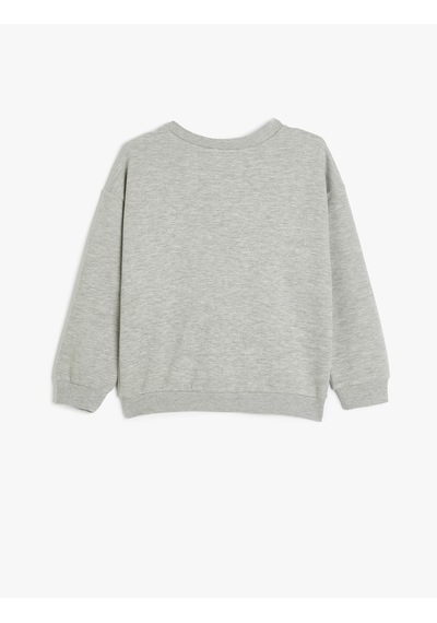 Koton Bisiklet Yaka Slogan Baskılı Uzun Kollu Sweatshirt Gri 5wkb10404tk Gri