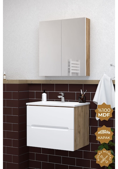 Teta Home Kopenhag 65 Cm Mdf Gövde Membran Kapak Banyo Dolabı Seti Atlantik Çam - Beyaz Teta Home Kopenhag 65 Cm Mdf Gövde Membran Kapak Banyo Dolabı Seti Atlantik Çam - Beyaz