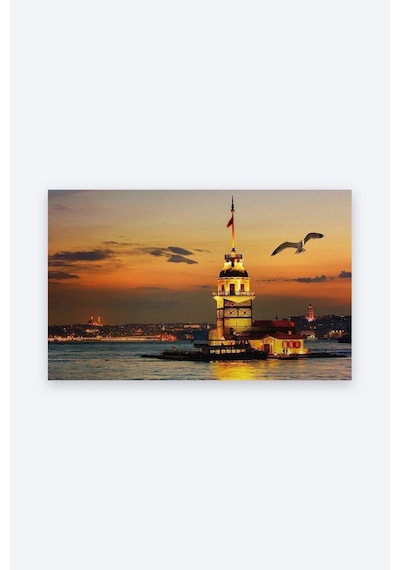 Tam Renk Kız Kulesi Dekoratif Kanvas Duvar Tablosu Çok Renkli