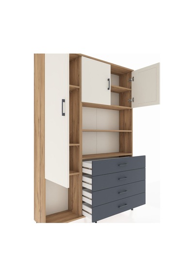 Arges Dolap 7 Raflı 4 Çekmeceli 3 Kapaklı 132x30x195 Çam-aytaşı/antrasit Aytası/antrasıt Arges Dolap 7 Raflı 4 Çekmeceli 3 Kapaklı 132x30x195 Çam-aytaşı/antrasit Aytası/antrasıt