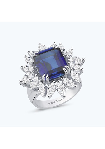 Altınbaş Pırlanta Safir Emerald Kesim Yüzük Plb017s-14k