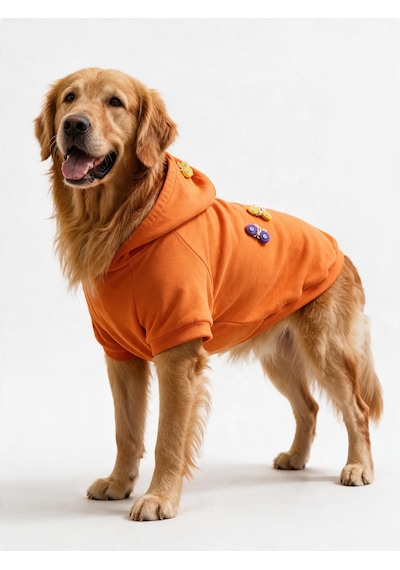 Mariposa Orange Hoodie Kelebek Detaylı İnce Polar Orta Ve Büyük Irk Köpek Sweatshirt