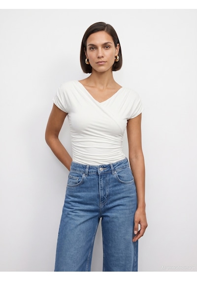 Dilvin 33157 Bra-free Büzgülü Top Ekru