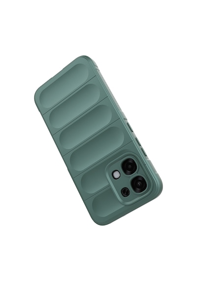 Maks Technology Oppo A6 Pro Uyumlu Kılıf Esnek Tpu Oyuklu Arka Yüzey Tasarımlı Mkst Etnik Silikon Kapak - Koyu Yeşil