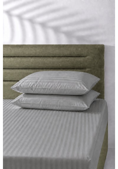 Çizgili Saten Çarşaf Takımı Seti Lastikli Yumuşak & Parlak Tek/çift/battal Boy 30 Cm Yükseklik Gri