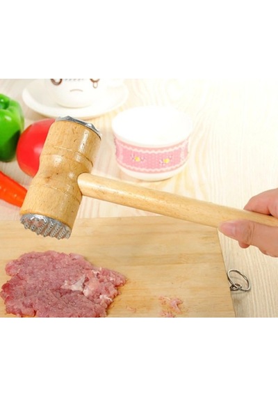 Ahşap Saplı Et Dövme Çekici Renkli