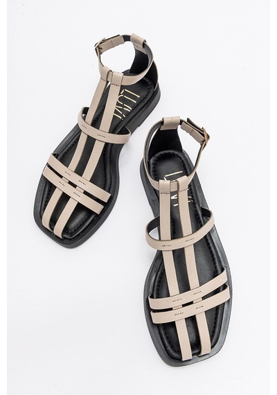 Luvishoes Odeil Bej Hakiki Deri Kadın Sandalet Bej
