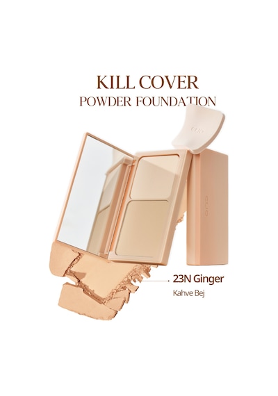 Hafif Yapılı, Pürüzsüz Mat Bitişli Pudra Fondöten Clıo Kill Cover Powder Foundation 23n Ginger 23