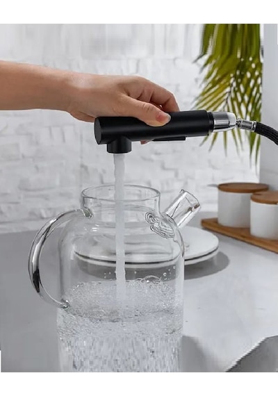 Rena Design Siyah Spiralli Mutfak Evye Bataryasi Çift Modlu Tasarruf Fonksiyonlu Mat Siyah Uzatmali Yeni Model