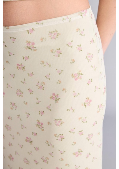 Defacto Kalem Floral Normal Bel Tül Midi Etek H5547ax26smyl111 Sarı-yl111